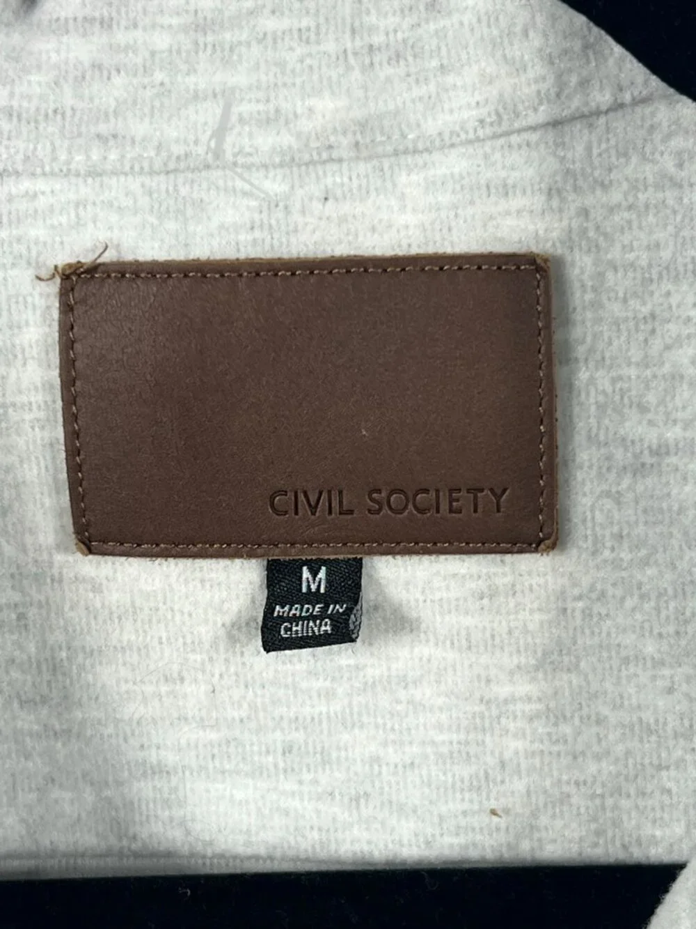 Civil Society Jacket Mens Medium Shacket Snap Front Cotton Blend Knit Grey